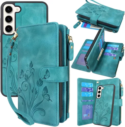 Funda compatible con Samsung Galaxy S23 5G 2023, [12 ranuras para tarjetas] Soporte para dinero en efectivo para tarjetas de identificación, Floral