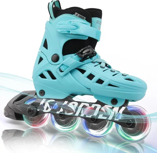 Patines en línea para niños, niñas y niños, 4 tamaños ajustables con ruedas de luz completa para mujeres y hombres, carcasa exterior duradera,