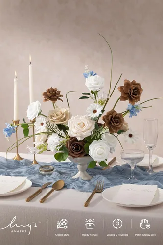 Miniatura 2 de Ling's moment Flores artificiales, margaritas de seda falsas, rosas de espuma de Gardenia falsas para bricolaje, ramos de boda, centros de mesa