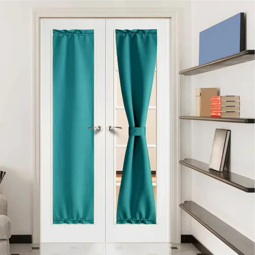 Miniatura 257 de NICETOWN Cortinas opacas unicolor con aislamiento térmico para puerta francesa, granja, oscurecimiento de habitación, puertas y ventanas de Marrón