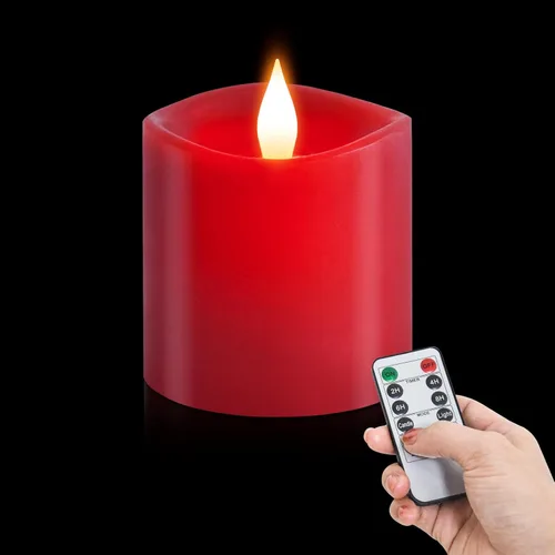 Miniatura 31 de Velas sin llama de 3 x 3 que funcionan con pilas con temporizador remoto, duran 600 horas, velas de batería parpadeantes, velas LED eléctricas