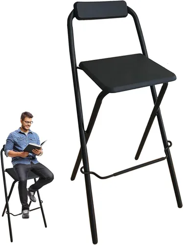 Taburete de bar plegable de 30 pulgadas con respaldo, silla alta plegable, taburete de barra de altura de mostrador para cocina, oficina, fiesta,