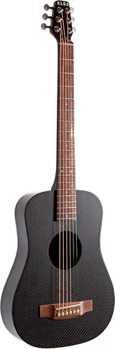 Miniatura 8 de KLOS - Guitarra acústica de fibra de carbono duradera, color negro con bolsa de concierto, correa, cejilla y más