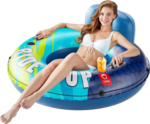 Miniatura 11 de QPAU Tubo inflable para río, 0.016 in de grosor, resistente a pinchazos, flotador de río resistente, balsa de río con respaldo ergonómico, parte