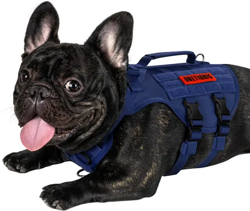 Miniatura 24 de OneTigris Arnés para perro sin tirón para perro pequeño, diseño de malla transpirable, chalecos militares Molle con asas para perros de servicio