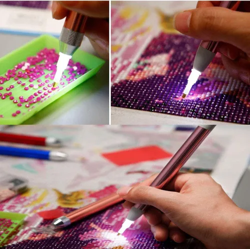 Miniatura 2 de VAVCASE Bolígrafo de pintura de diamante con luz, 3 herramientas de pintura de puntos de diamante, herramientas de pintura de arte de diamante, 4