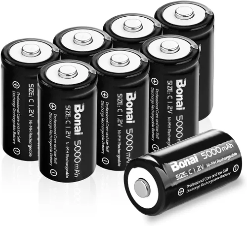 Miniatura 9 de BONAI Baterías C recargables, células C 5000mAh 1.2V Ni-MH de alta capacidad de tamaño C (paquete de 4)