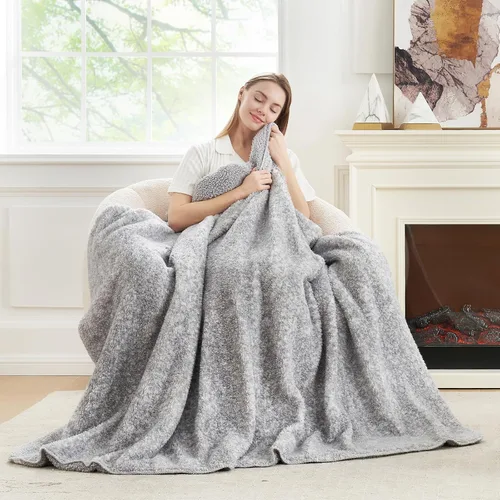 Miniatura 22 de Cozy Bliss Manta Sherpa de lujo para sofá, manta gruesa reversible de cuadros Buffalo de alta calidad, cálida y acogedora manta suave para el hogar