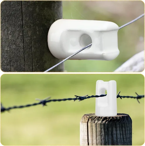 Miniatura 5 de Blulu Paquete de 50 aisladores eléctricos de cerámica para cercas aislantes de cerámica resistentes de tornillo de retardo de porcelana para postes