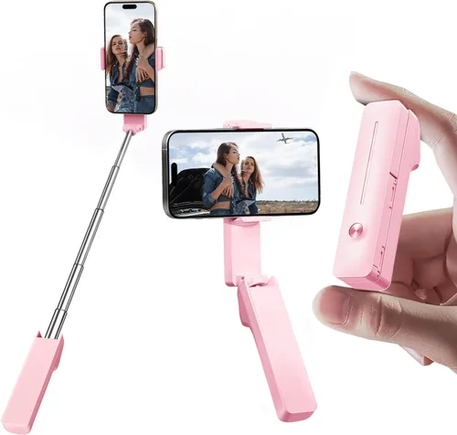 yAyusi Palo selfie mini extensible para iPhone, palo selfie portátil de bolsillo con control remoto, palo selfie compacto para teléfono con soporte