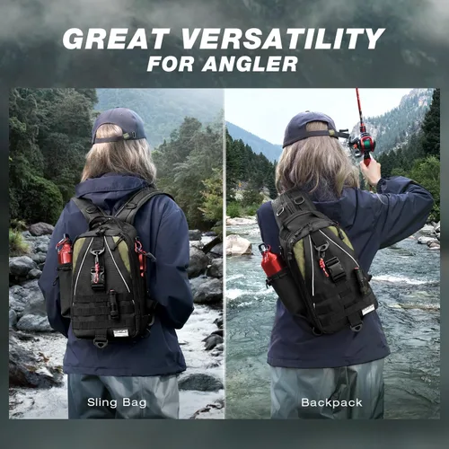 Miniatura 2 de Mochila de Pesca Ghosthorn con Bolsa de Aparejos y Bandolera - Mochila con Soporte para Caña - Caja de Aparejos Ligera para Regalos de Pesca