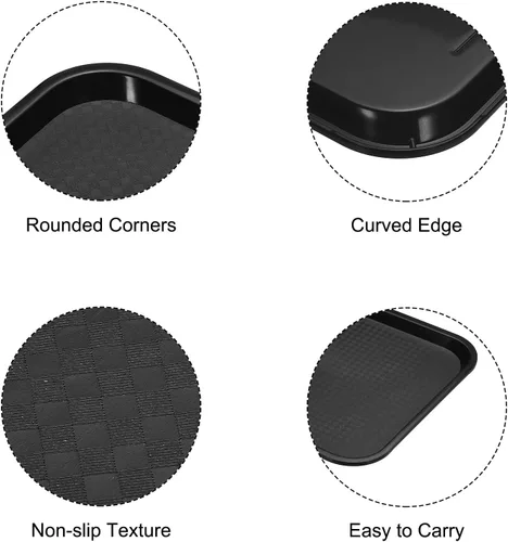 Miniatura 3 de PATIKIL Bandeja de comida rápida de 13.7 x 10.6, bandeja rectangular multiusos reutilizable de plástico PP para restaurante, cocina en casa