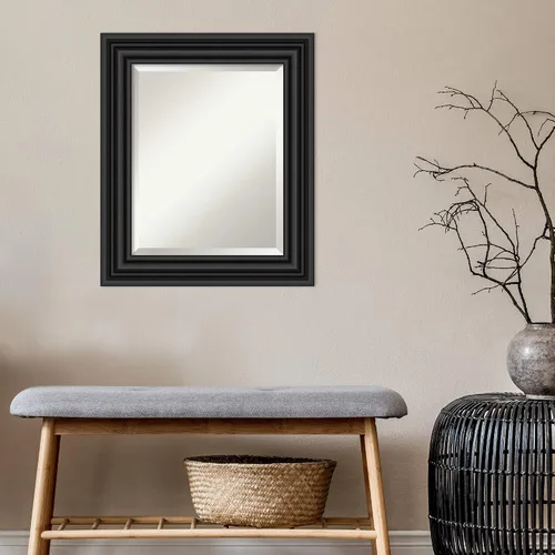 Miniatura 6 de Amanti Art Espejo de baño negro para sobre el fregadero, espejo de tocador rectangular negro colonial de 26 x 22 pulgadas, marco tradicional