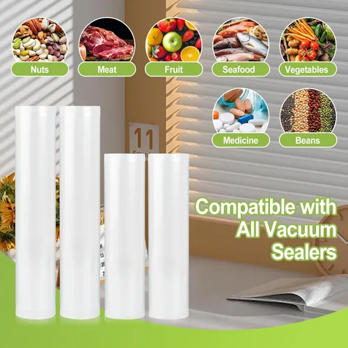 Miniatura 5 de 4 rollos de bolsas selladoras al vacío compatibles con sellador al vacío Anova & FoodSaver, 11 pulgadas x 16.4 pies y 8.3 x 16.4 pies, sin BPA
