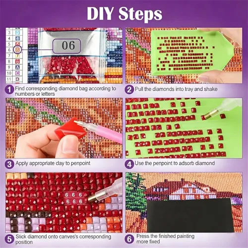 Miniatura 6 de Flower Purple Diamond Painting Kits for Adults Beginners, 5D Full Drill Diamond Art Kits Gem Art for Home Wall Decor, Rhinestone Embroidery Crafts