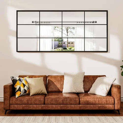 Miniatura 12 de Rowjut Espejo de pared en forma de arco de 30 x 20 pulgadas, espejo decorativo de pared y baño con marco de hierro, espejos de pared superior
