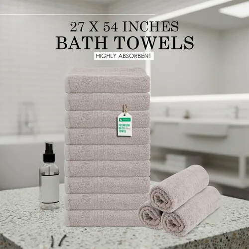 Miniatura 4 de Toallas de baño_Paquete de 12 toallas de baño beige (paquete de 12, 27 pulgadas de ancho x 54 pulgadas de largo), color beige, toalla de algodón