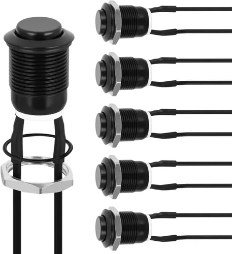 Miniatura 13 de Nilight Interruptor de botón de 0.472 in, 5 unidades con arnés precableado de acero inoxidable de 12 V 24 V, bloqueo automático, interruptores 5