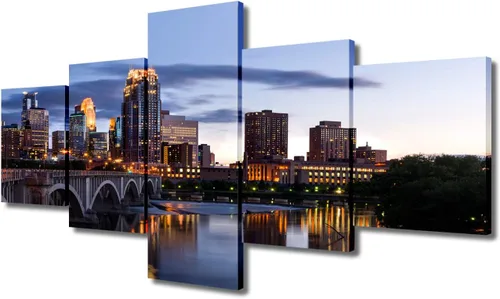Miniatura 28 de TUMOVO Fotos en lienzo de Estados Unidos, Cincinnati, Ohio, Skyline at Dusk para tu sala de estar, impresiones de paisaje urbano de rascacielos