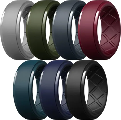 Miniatura 67 de Egnaro - Anillos de silicona para hombre, 25/64 pulgadas (10 mm) de ancho y 3/32 pulgadas (2.5 mm) de grosor, alianzas de boda de goma, paquete