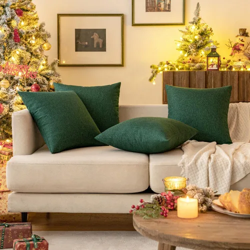 Miniatura 8 de MIULEE Paquete de 2 fundas de almohada decorativas para exteriores, impermeables, sólidas, de lino sintético, para jardín, granja, patio, tienda