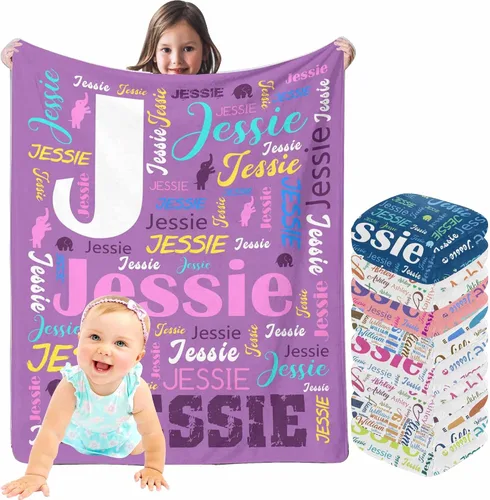 Miniatura 9 de InterestPrint Manta de bebé personalizada con nombre, lindo muñeco de nieve negro, manta personalizada con nombre para niños, niñas, niños, manta