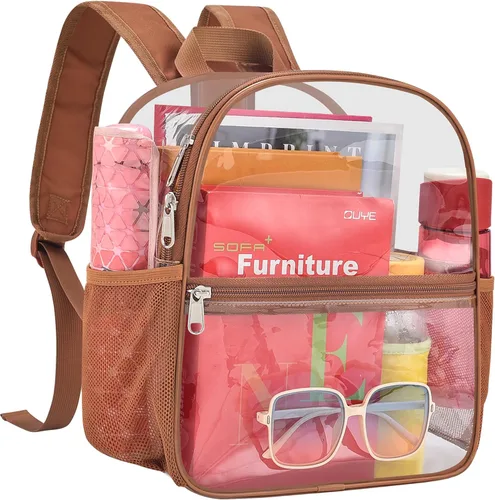 Miniatura 6 de Busiuw Mochila Transparente para Eventos de Estadio 12x12x6 Mini Pequeñas Mochilas Deportivas para Fanáticos, Aguamarina