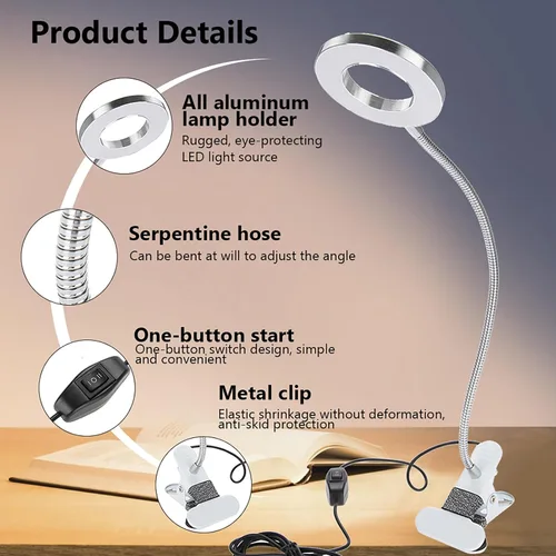 Miniatura 7 de Maquillaje, USB Maquillaje Tatuaje Lámpara LED, Lámparas de Belleza, Microblading Luz Belleza con Abrazadera LED Lámpara de Escritorio para Cejas