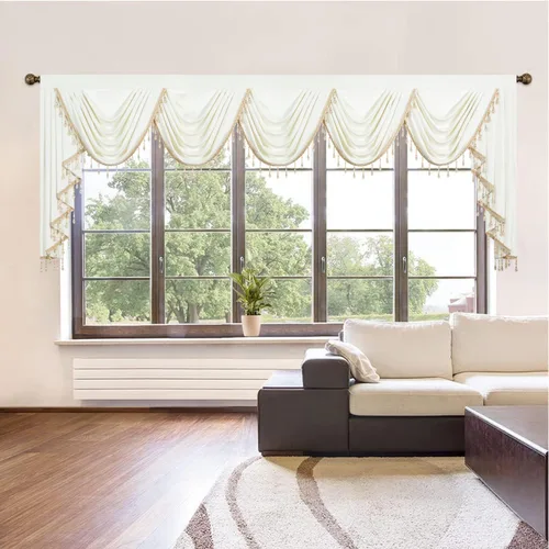 Miniatura 72 de VOGOL Cenefa de cortinas de terciopelo grueso para dormitorio, cenefas de cascada de lujo con aislamiento térmico dorado para sala de estar formal