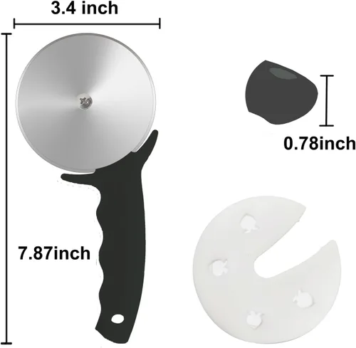 Miniatura 2 de Rueda cortadora de pizza de 3 pulgadas, cortador de pizza de acero inoxidable con tapa, cortador de pizza súper afilado, apto para lavavajillas