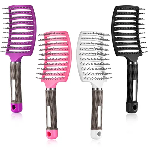 Patelai 4 cepillos de pelo, desenredantes, curvos, ventilados, para mujeres y hombres, cepillos curvados ventilados para cabello rizado, largo,