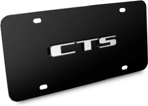 Miniatura 2 de iPick Image Placa de matrícula de acero inoxidable negra hecha para Cadillac CTS 3D