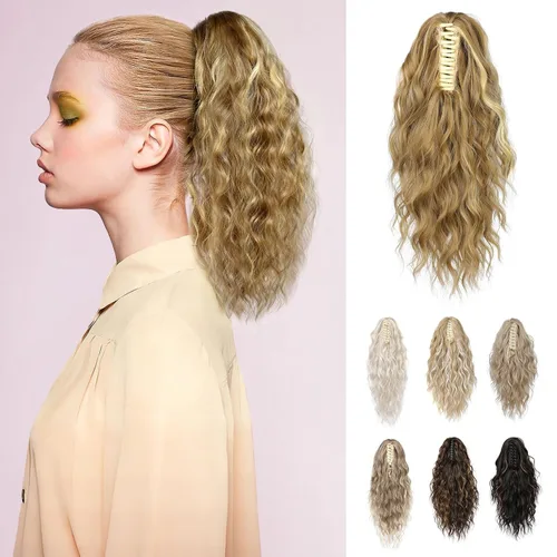 Miniatura 15 de REECHO Extensión de cola de caballo, extensión de cola de caballo de 18 pulgadas con clip de garra para mujer, extensiones de cabello largo, rizado