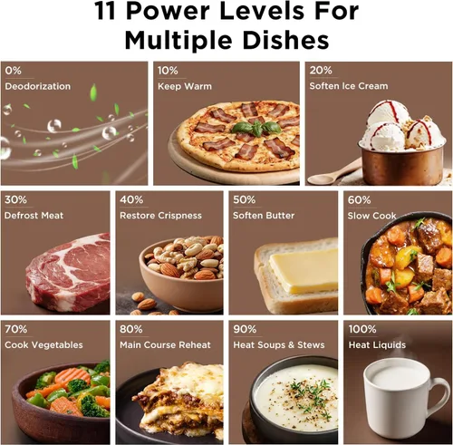 Miniatura 5 de Horno microondas compacto de 0.7 pies cúbicos, 700 W, 11 niveles de potencia, 6 preajustes, bloqueo de seguridad para niños, pantalla LED, puerta