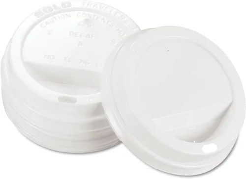Miniatura 4 de SOLO TLP316-0007 Tapa de Plástico Blanca Traveler - para Vasos de Papel Calientes SOLO (Caja de 1000)