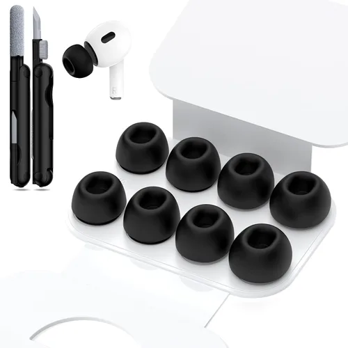 RFUNGUANGO [4 pares] Almohadillas de repuesto para AirPods Pro de 2ª/1ª generación con orificios de reducción de ruido, almohadillas de silicona