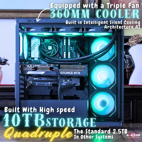 Miniatura 4 de The Horizon Autherium Dragon RGB I9 RTX Gaming PC 64 GB de RAM Almacenamiento de alta velocidad de 10 TB Core I9 hasta 5.4Ghz RTX 5070
