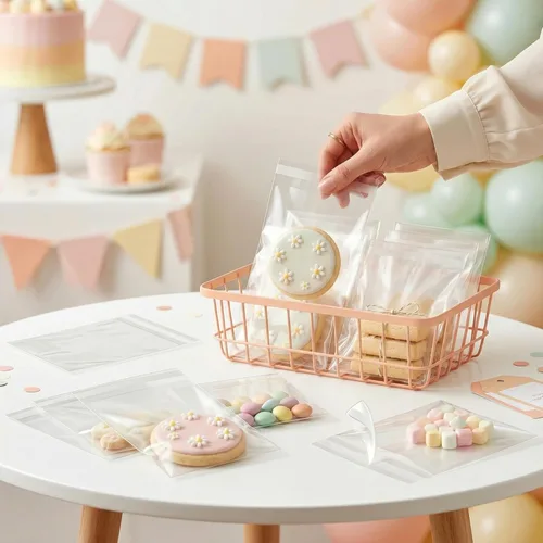 Miniatura 6 de 200 bolsas transparentes de celofán para panadería autosellables de 3x5-1.4 mils de grosor, bolsas pequeñas de plástico adhesivo OPP para galletas