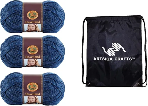 Miniatura 34 de Lion Brand Heartland Capitol Reef 136-140 (3 cadejos - mismo lote de tinte) Hilo estambre medio #4 acrílico para crochet y tejer con bolsa