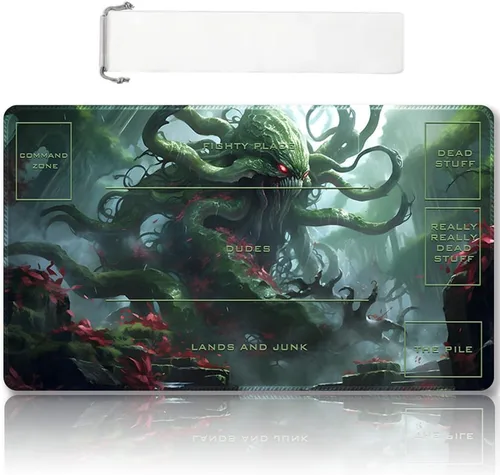 Miniatura 55 de Tapete de Juego MTG Premium Cosido con Zonas y Respaldo de Goma Antideslizante - Tapete de Juego TCG para MTG y Otros Juegos de Cartas - Diseño Dkt