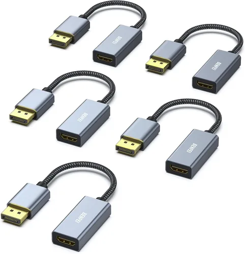 BENFEI Paquete de 5 Cables Adaptadores 4K DisplayPort a HDMI, (2K 60Hz, 1080p 120Hz) Convertidor DisplayPort Unidireccional a Monitor HDMI Gris