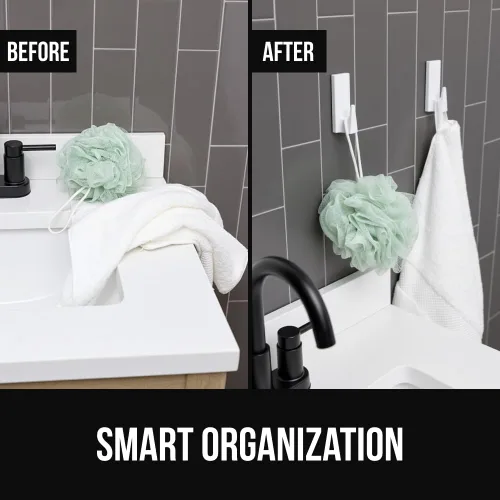 Miniatura 9 de GORILLA GRIP Ganchos de pared reutilizables resistentes para colgar, fácil de instalar, se pegan en el gancho adhesivo extraíble, sin daños