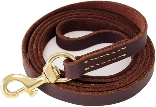 Miniatura 10 de Correa para perro Fairwin fabricada con cuero trenzado de 6 pies - Correa de entrenamiento para perros de grado militar resistente para perros Marrón