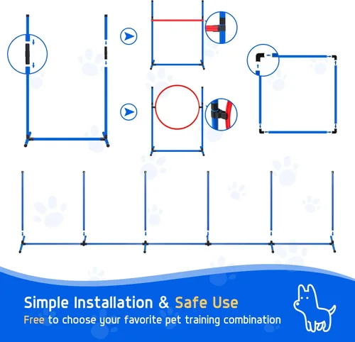 Miniatura 5 de Juego de equipo de entrenamiento de agilidad para perros, kit de entrenamiento de agilidad para carreras de obstáculos para cachorros, incluye 2