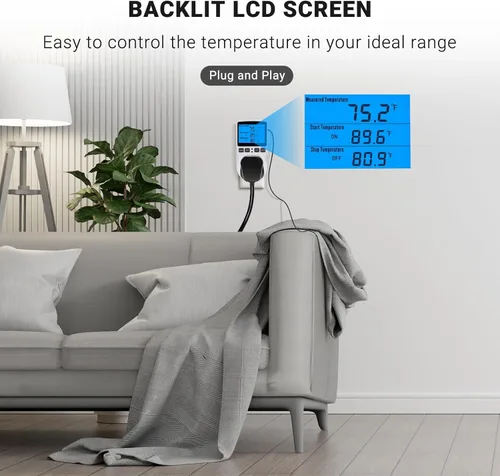 Miniatura 4 de INKBIRDPLUS Termostato enchufable con salida controlada por temperatura, termostato digital, control de calefacción, temporizador, 1800 W, 110 V, 15