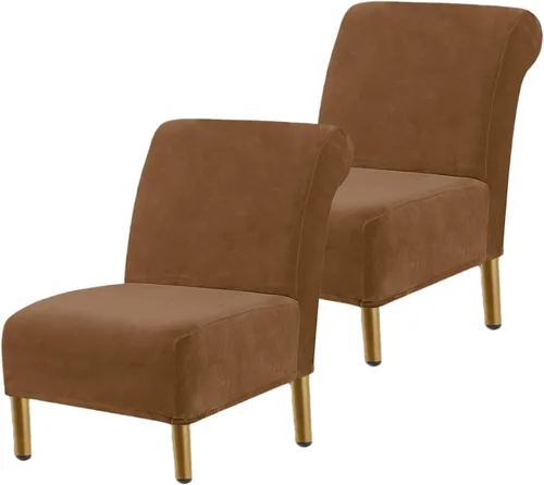 Miniatura 19 de Funda para silla decorativa sin brazos, de terciopelo elástico, extraíble, lavable, protector moderno de muebles con parte inferior elástica