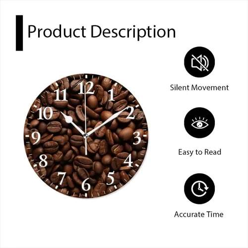 Miniatura 5 de Relojes de pared silenciosos sin tictac con movimiento de cuarzo, reloj analógico a pilas decorativo para el hogar, póster de fondo de textura de H16