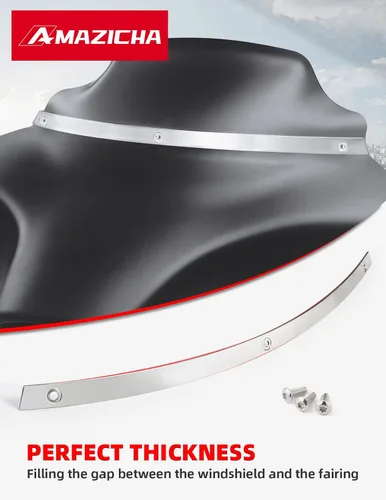 Miniatura 4 de Amazicha Moldura de parabrisas pulida cromada compatible con Harley Davidson Touring Street Glide Electra Glide Ultra Limited Tri Glide 1996-2013