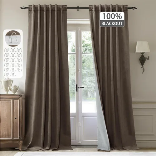 Miniatura 64 de StangH Cortinas de terciopelo súper suaves con pestaña trasera, cortinas azul marino para puerta corredera, decoración de lujo, cortinas opacas