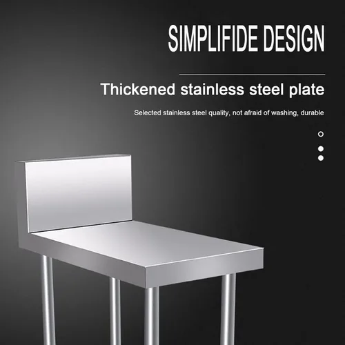 Miniatura 4 de Mesa de trabajo de cocina comercial de acero inoxidable, mesa auxiliar de barbacoa, mesas de metal, contador de condimentos con estante inferior